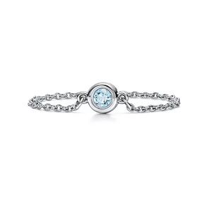 Tiffany Elsa Peretti color by the yard ring in silver with an aquamarine size 5
